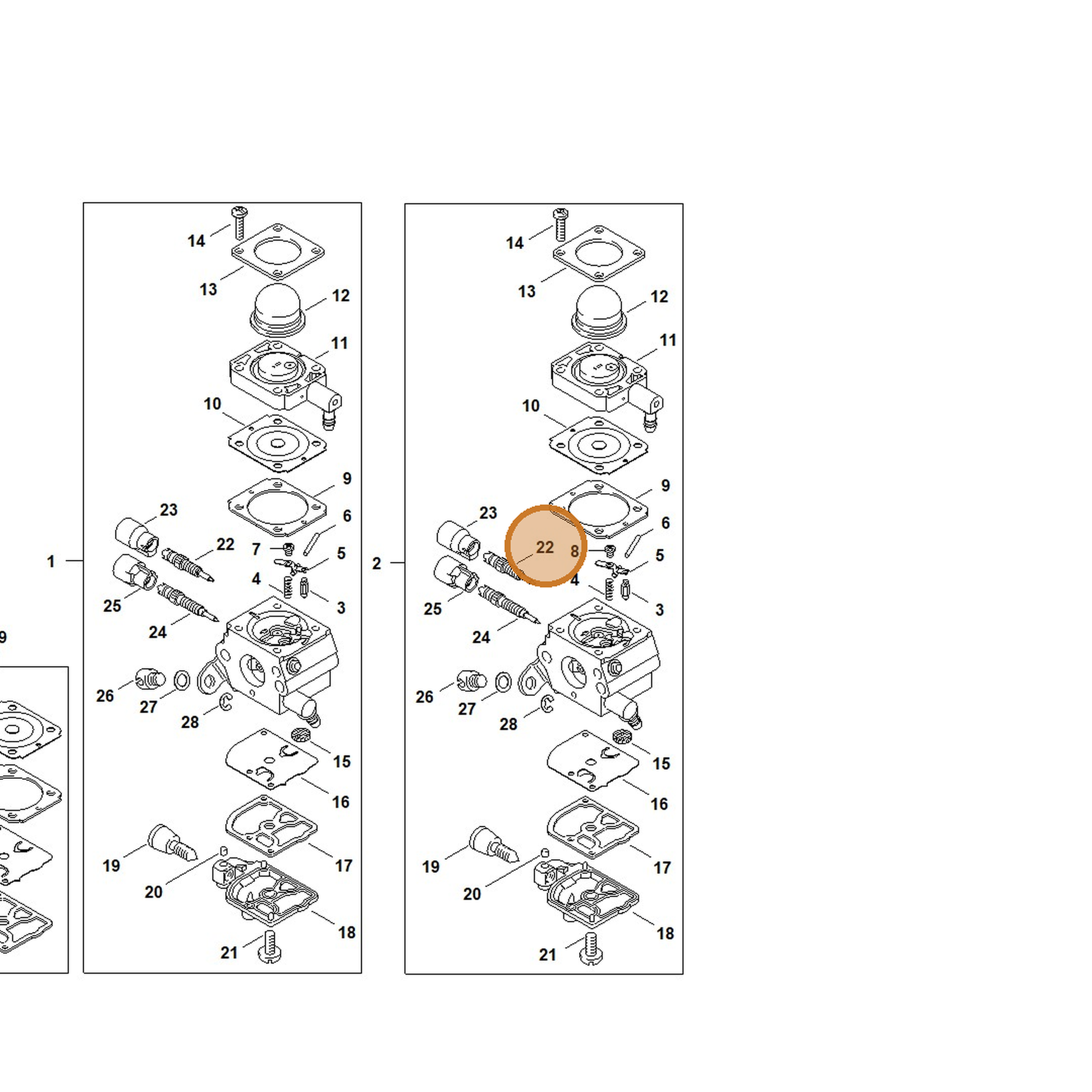 STIHL part 4241-122-6702 — IPL diagram snippet (6x zoom, amber highlight)