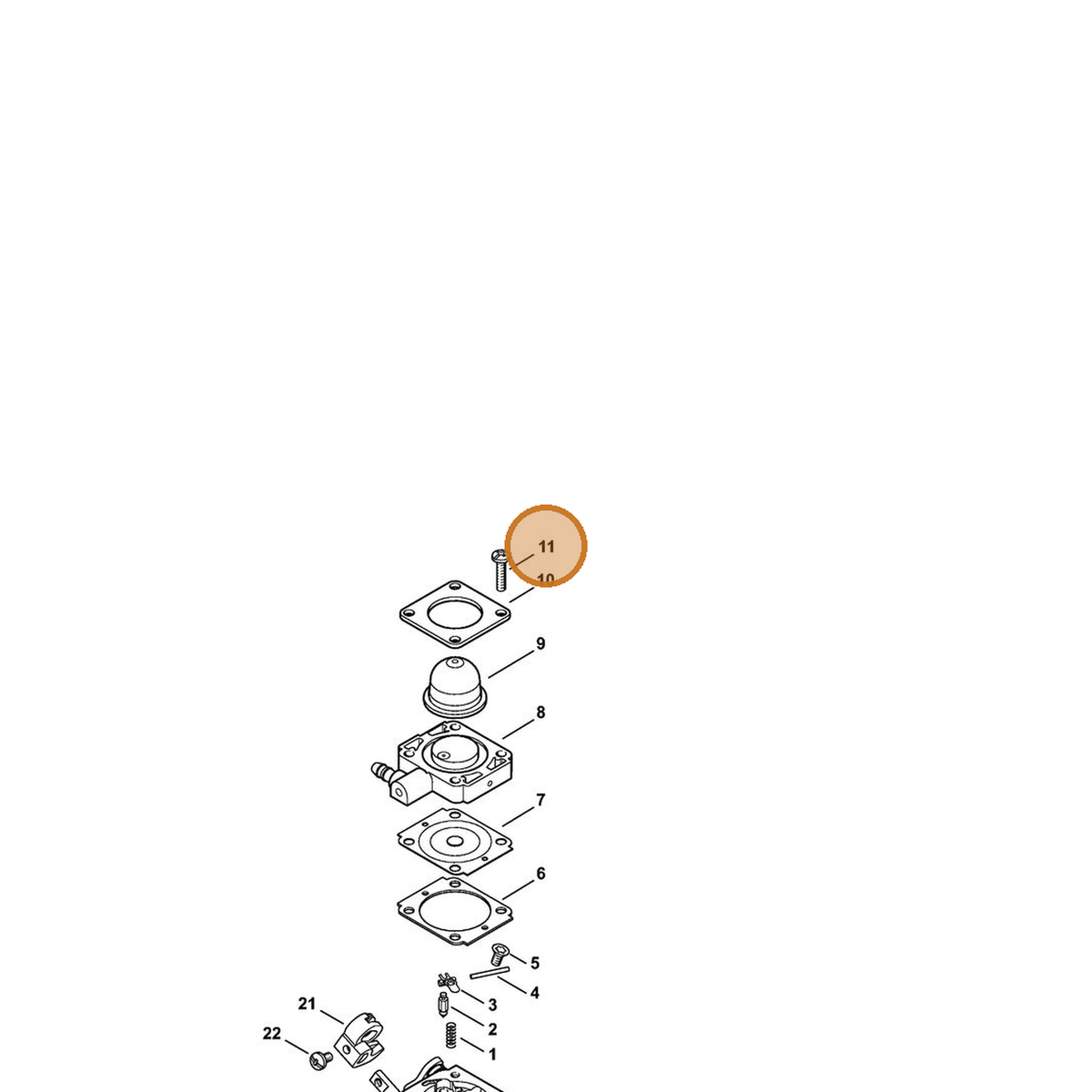 STIHL part 4241-122-7100 — IPL diagram snippet (6x zoom, amber highlight)