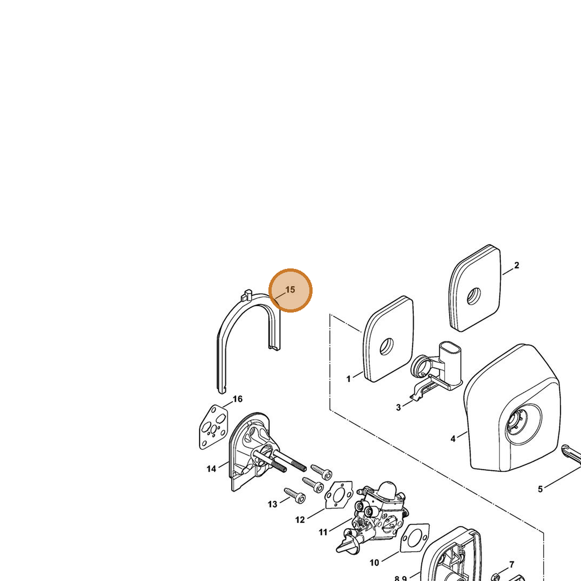 STIHL part 4241-129-0100 — IPL diagram snippet (6x zoom, amber highlight)