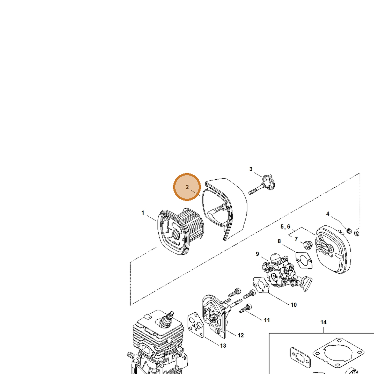 STIHL part 4241-140-1002 — IPL diagram snippet (6x zoom, amber highlight)