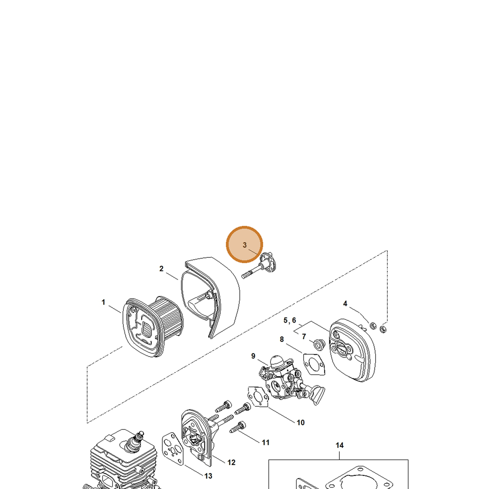 STIHL part 4241-140-9300 — IPL diagram snippet (6x zoom, amber highlight)