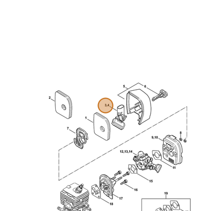STIHL part 4241-141-1100 — IPL diagram snippet (6x zoom, amber highlight)
