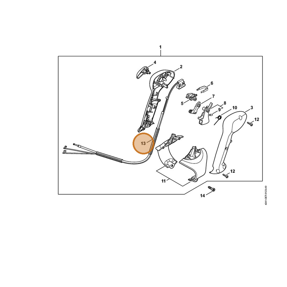 STIHL part 4241-180-1101 — IPL diagram snippet (6x zoom, amber highlight)