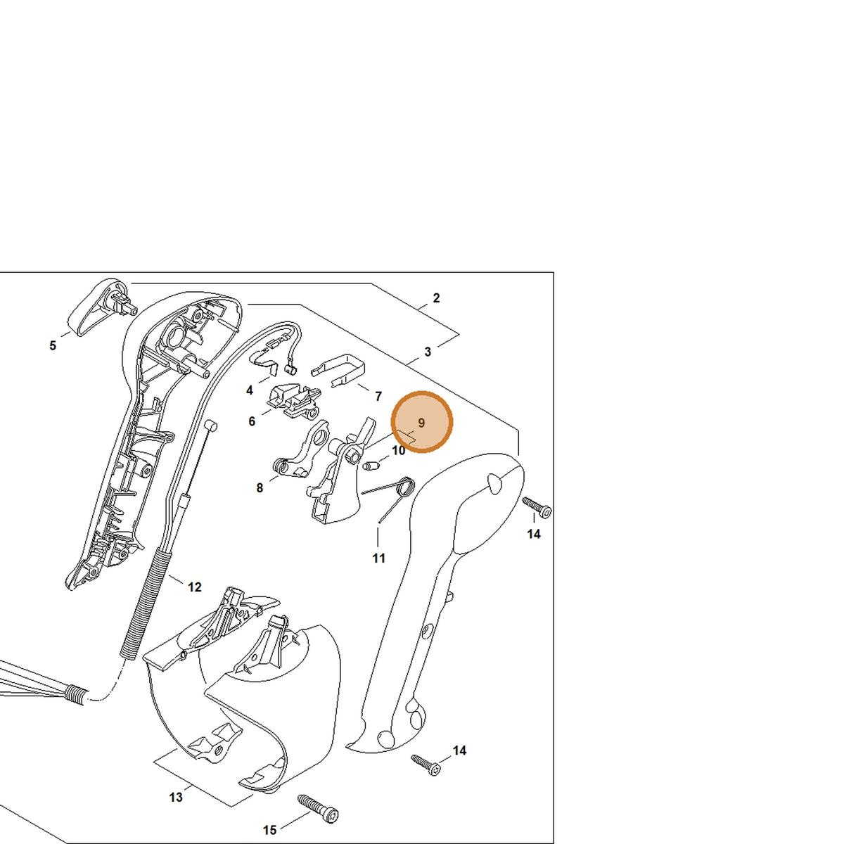 STIHL part 4241-180-1500 — IPL diagram snippet (6x zoom, amber highlight)