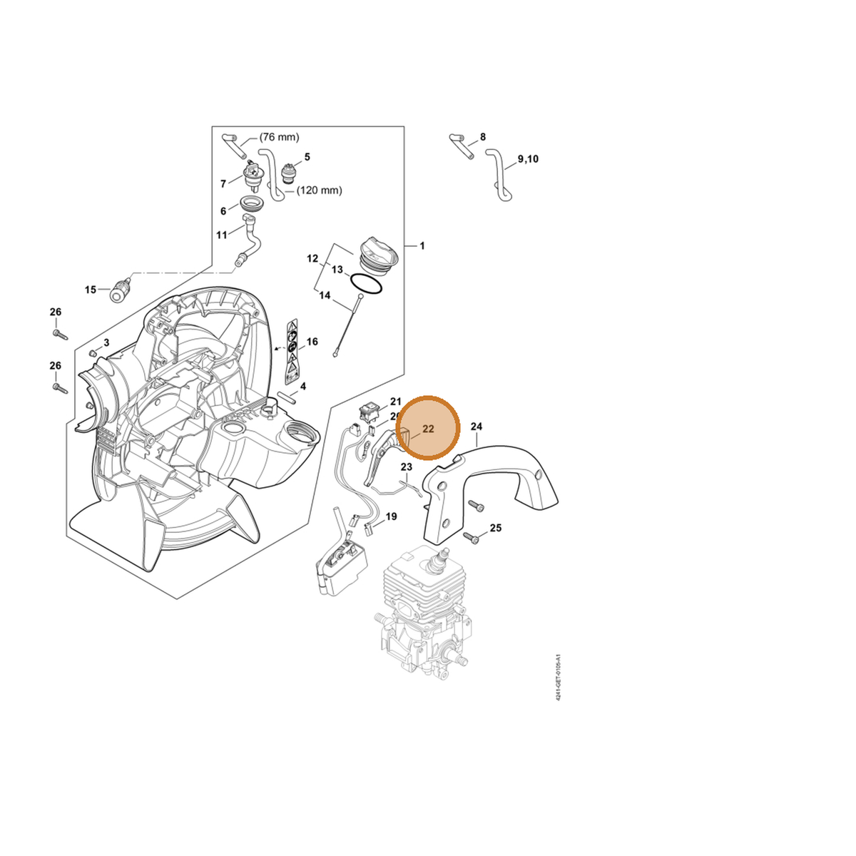 STIHL part 4241-182-1000 — IPL diagram snippet (6x zoom, amber highlight)