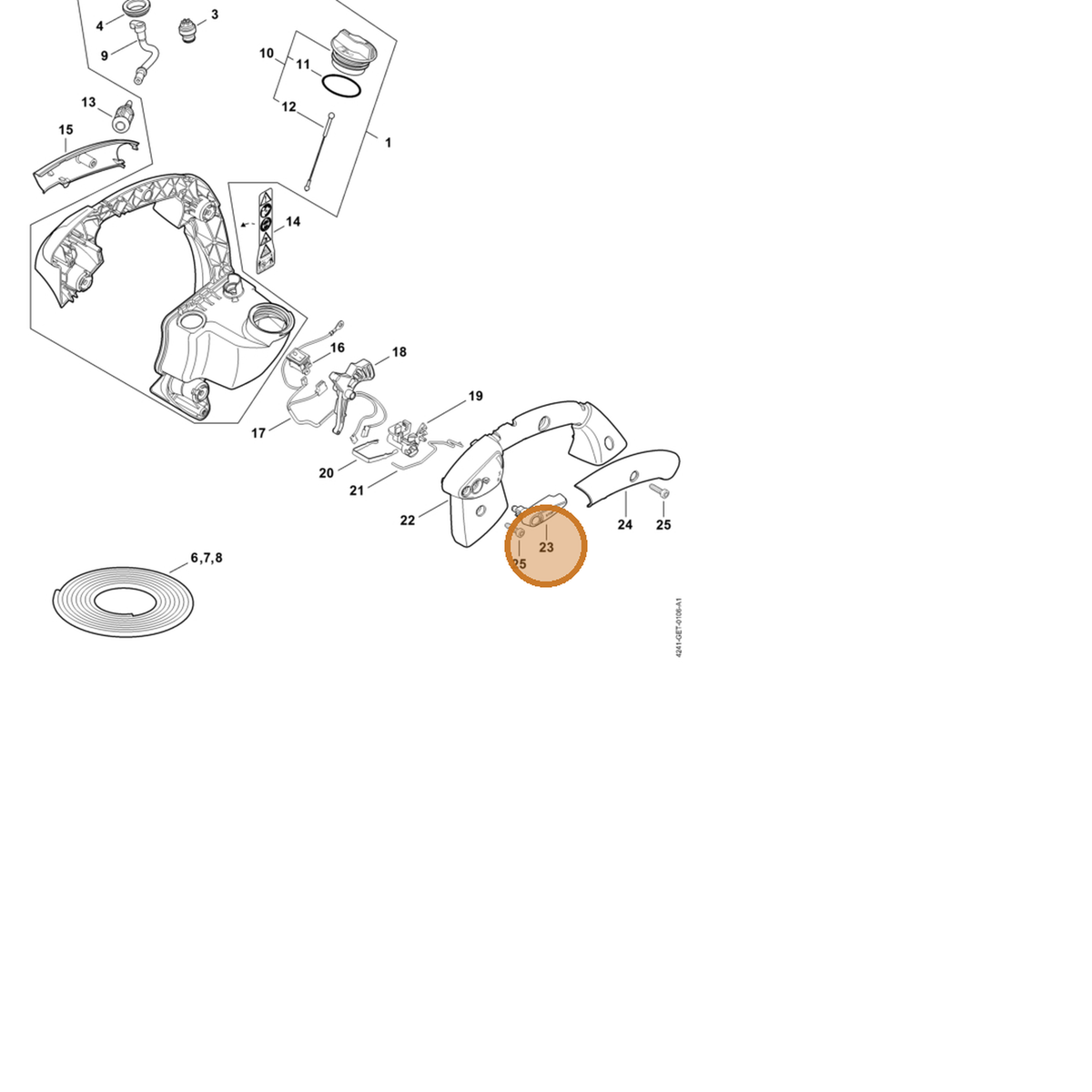 STIHL part 4241-182-2900 — IPL diagram snippet (6x zoom, amber highlight)