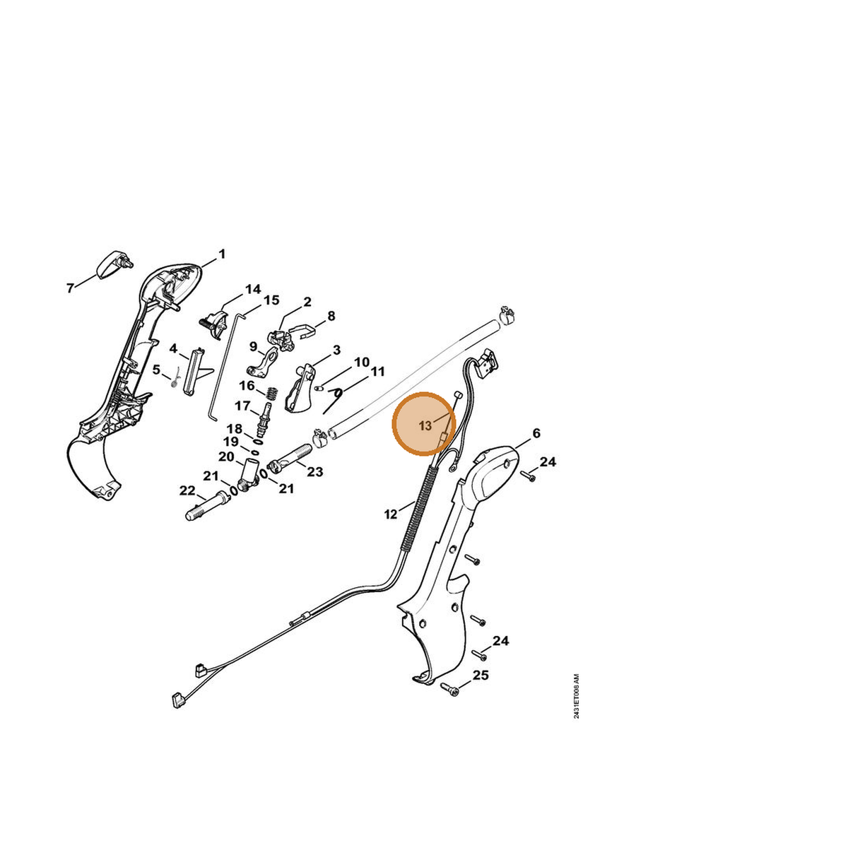 STIHL part 4241-182-3204 — IPL diagram snippet (6x zoom, amber highlight)