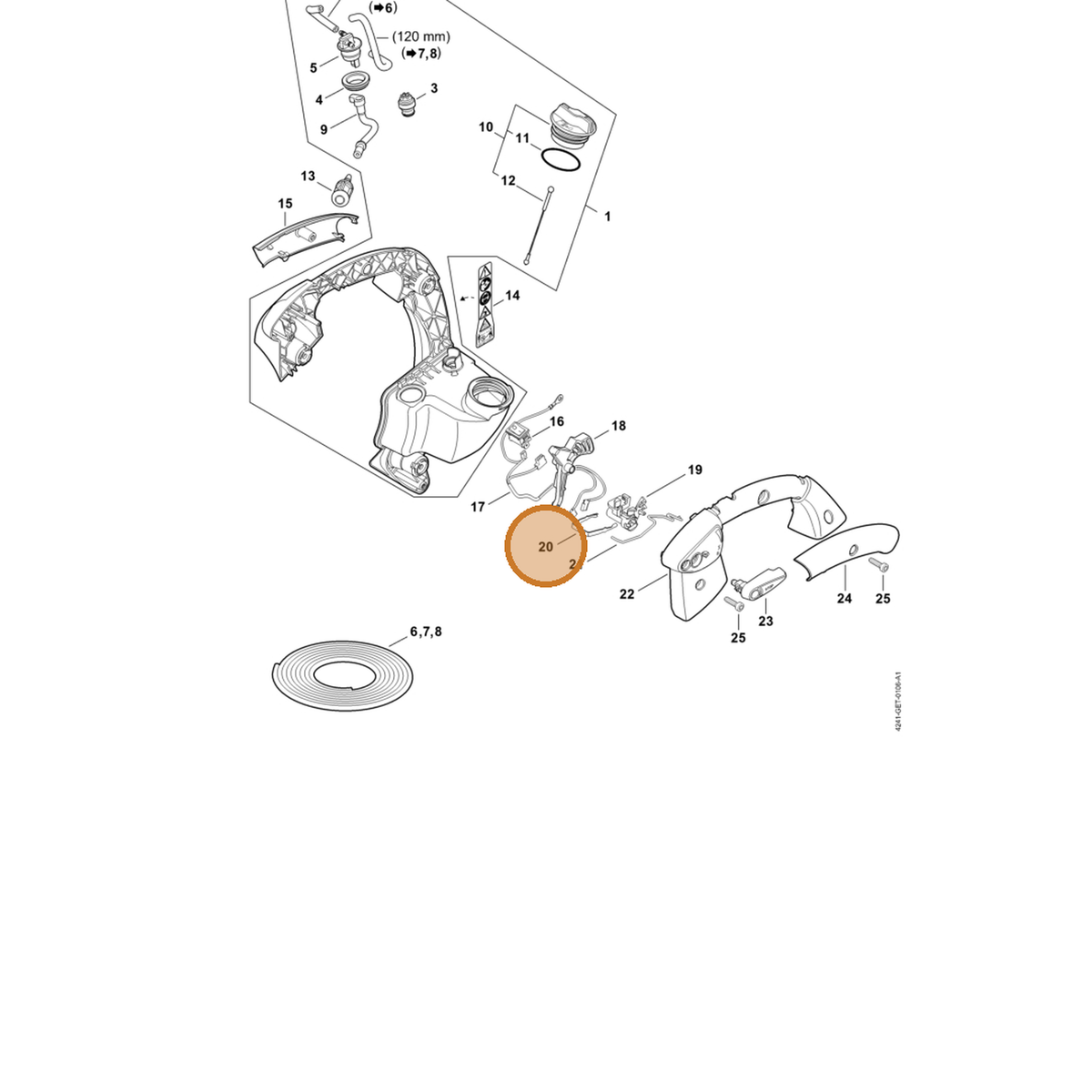 STIHL part 4241-182-4204 — IPL diagram snippet (6x zoom, amber highlight)