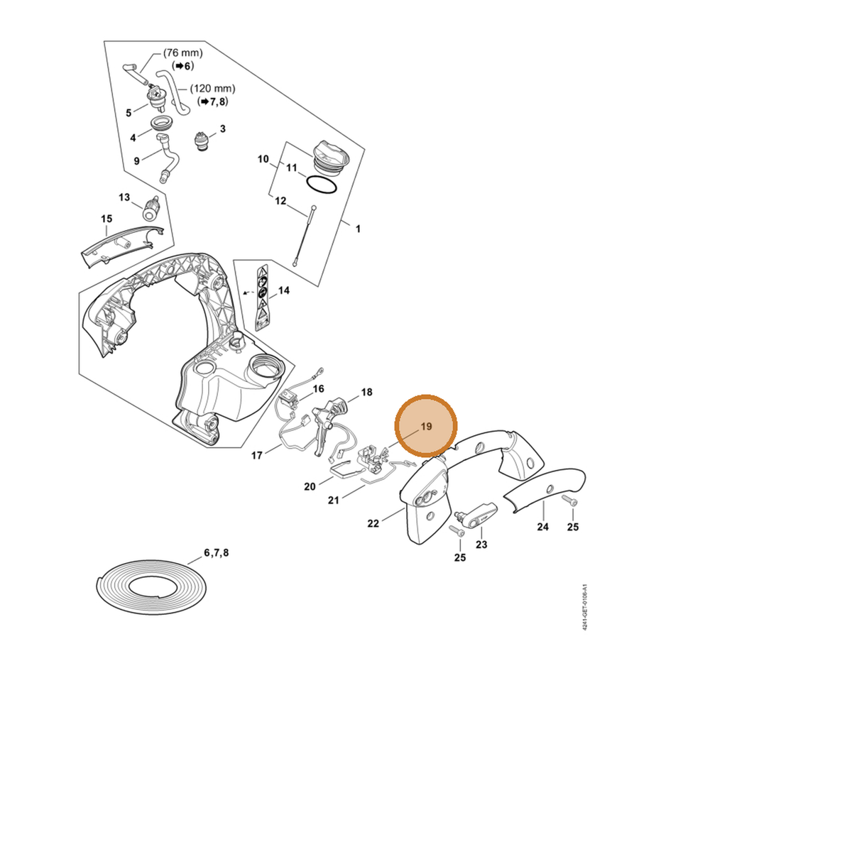 STIHL part 4241-182-4300 — IPL diagram snippet (6x zoom, amber highlight)