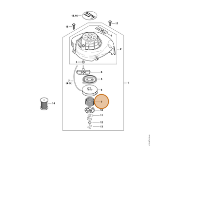 STIHL part 4241-195-3501 — IPL diagram snippet (6x zoom, amber highlight)