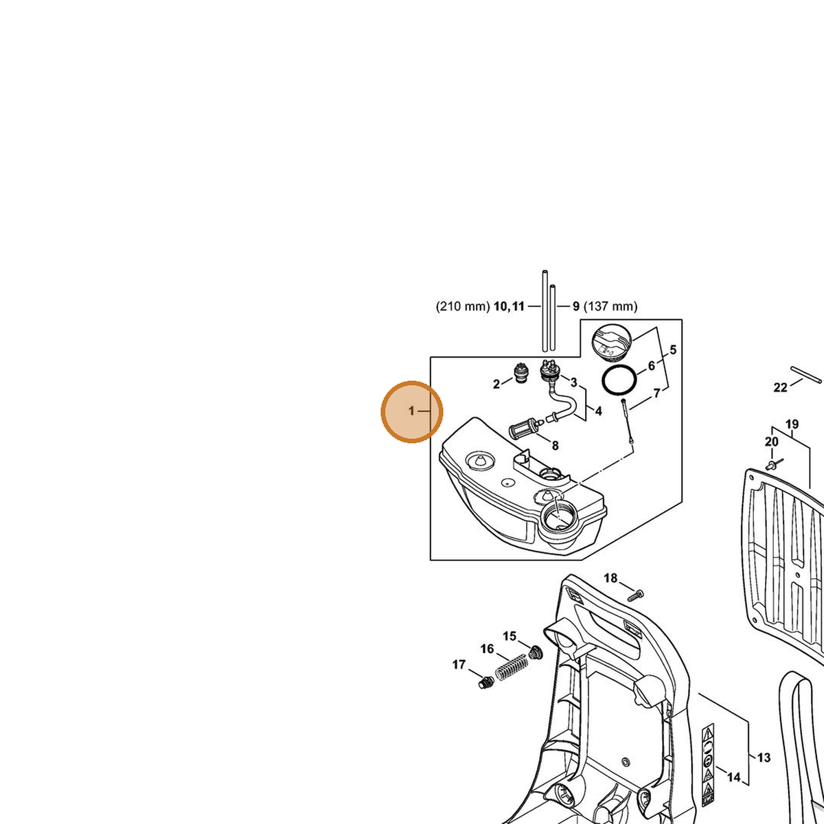 STIHL part 4241-350-0400 — IPL diagram snippet (6x zoom, amber highlight)