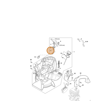 STIHL part 4241-358-7700 — IPL diagram snippet (6x zoom, amber highlight)