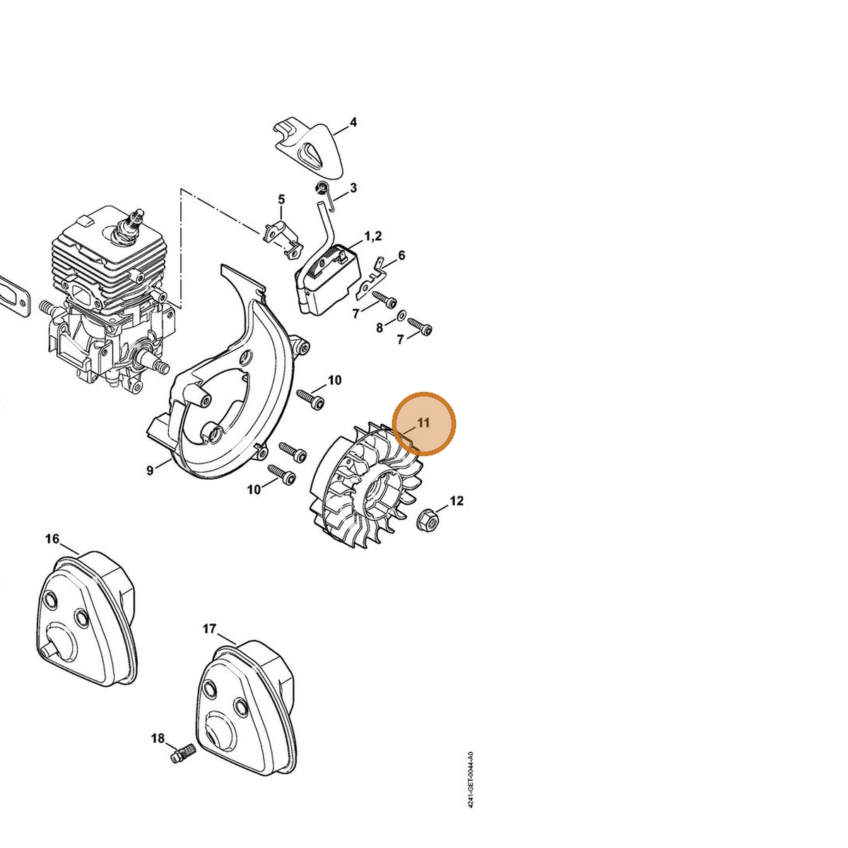 STIHL part 4241-400-1200 — IPL diagram snippet (6x zoom, amber highlight)