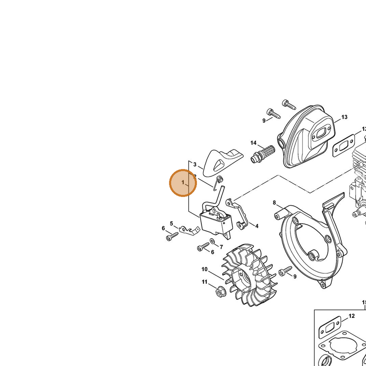 STIHL part 4241-400-1311 — IPL diagram snippet (6x zoom, amber highlight)