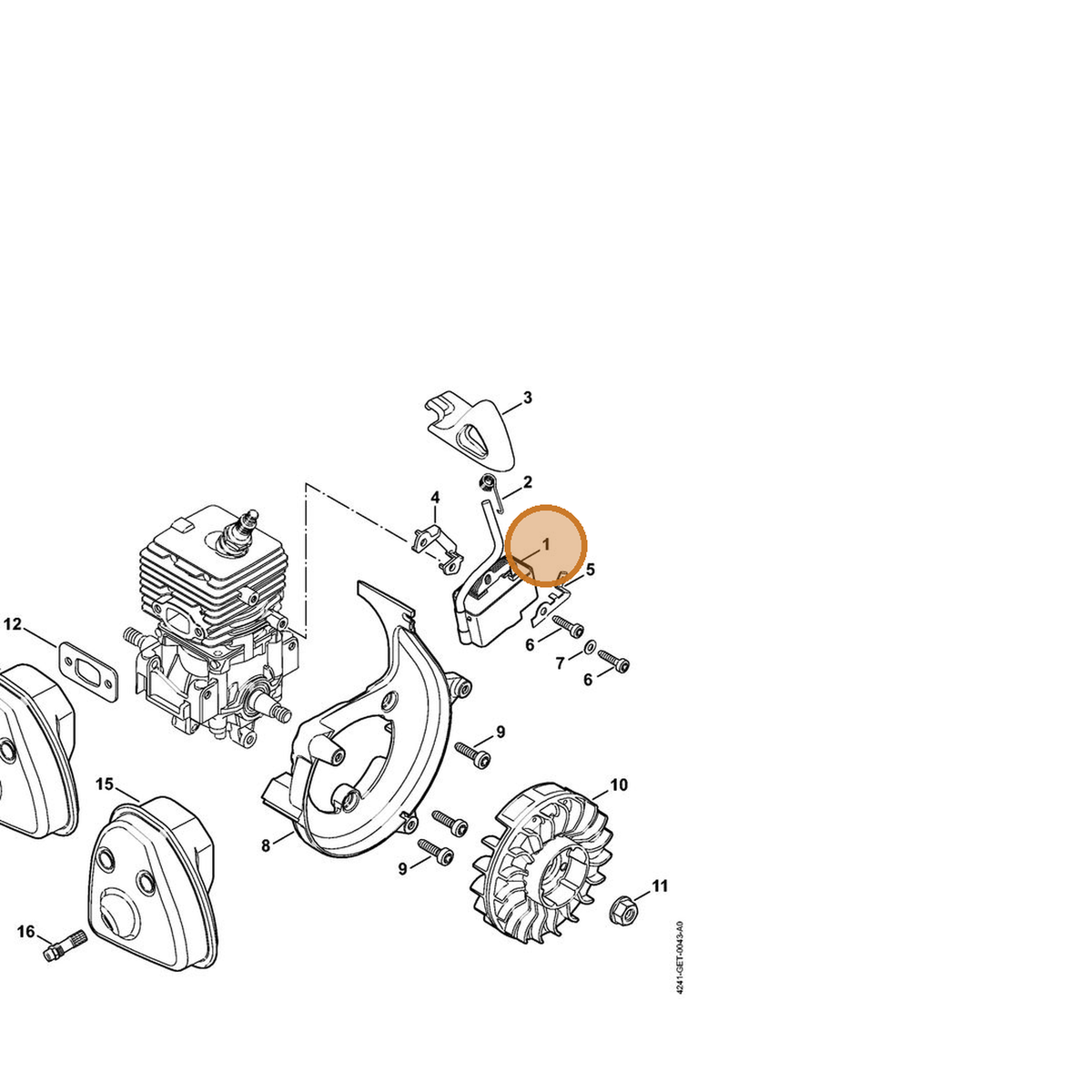 STIHL part 4241-400-1319 — IPL diagram snippet (6x zoom, amber highlight)