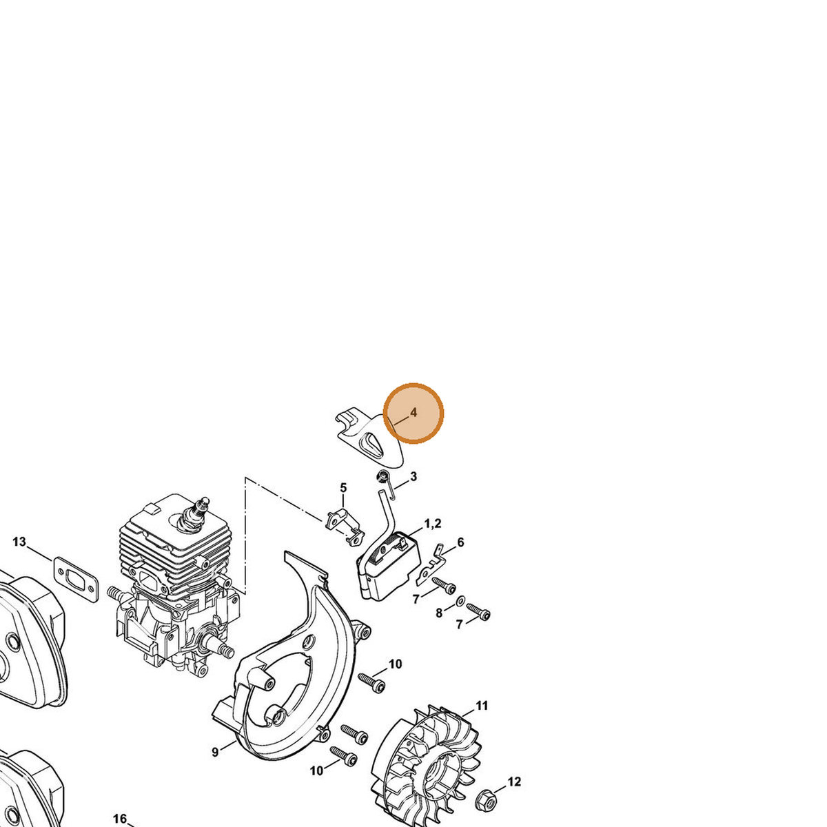 STIHL part 4241-405-1000 — IPL diagram snippet (6x zoom, amber highlight)