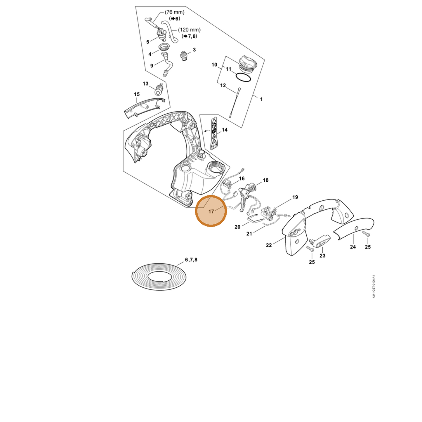 STIHL part 4241-440-3000 — IPL diagram snippet (6x zoom, amber highlight)