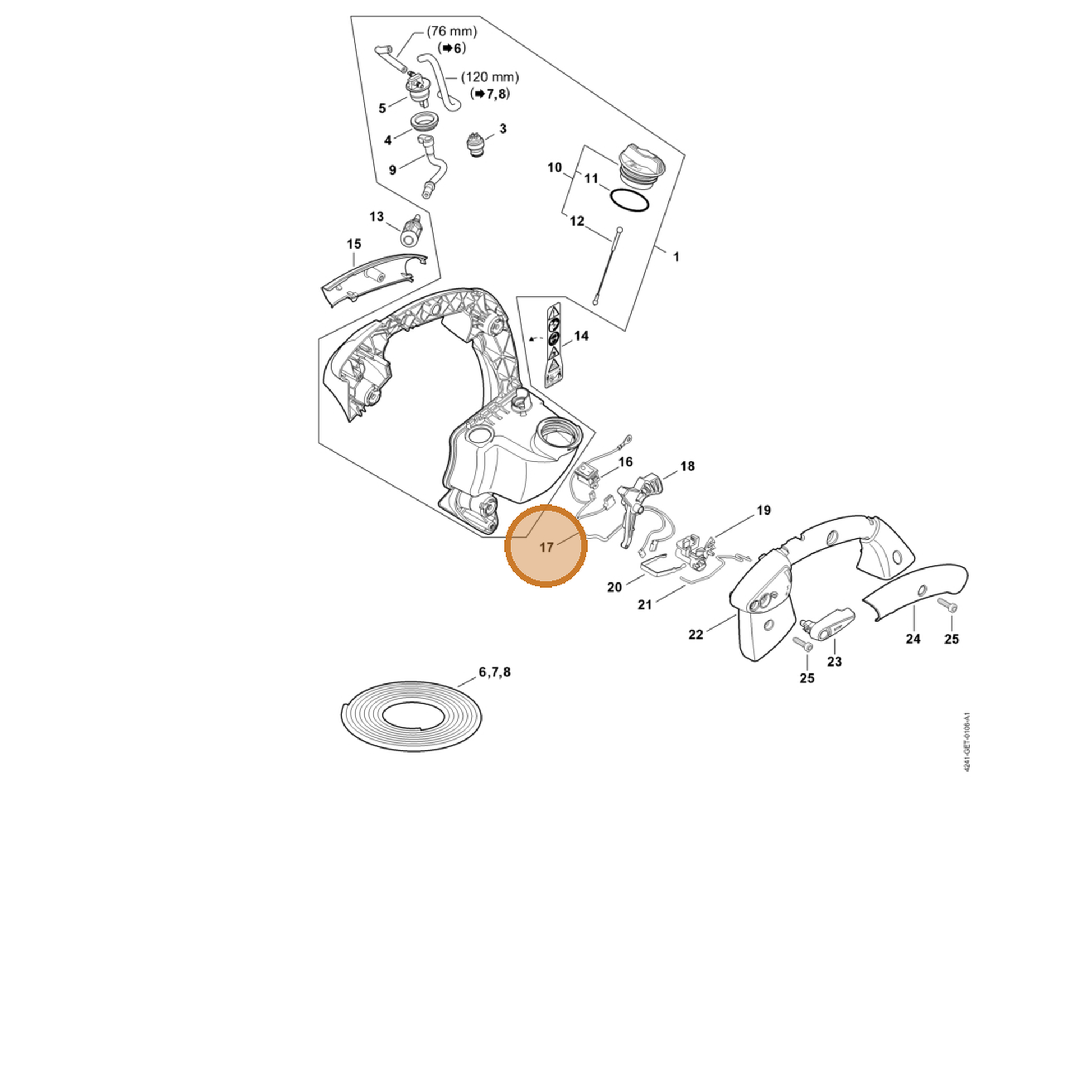 STIHL part 4241-440-3000 — IPL diagram snippet (6x zoom, amber highlight)