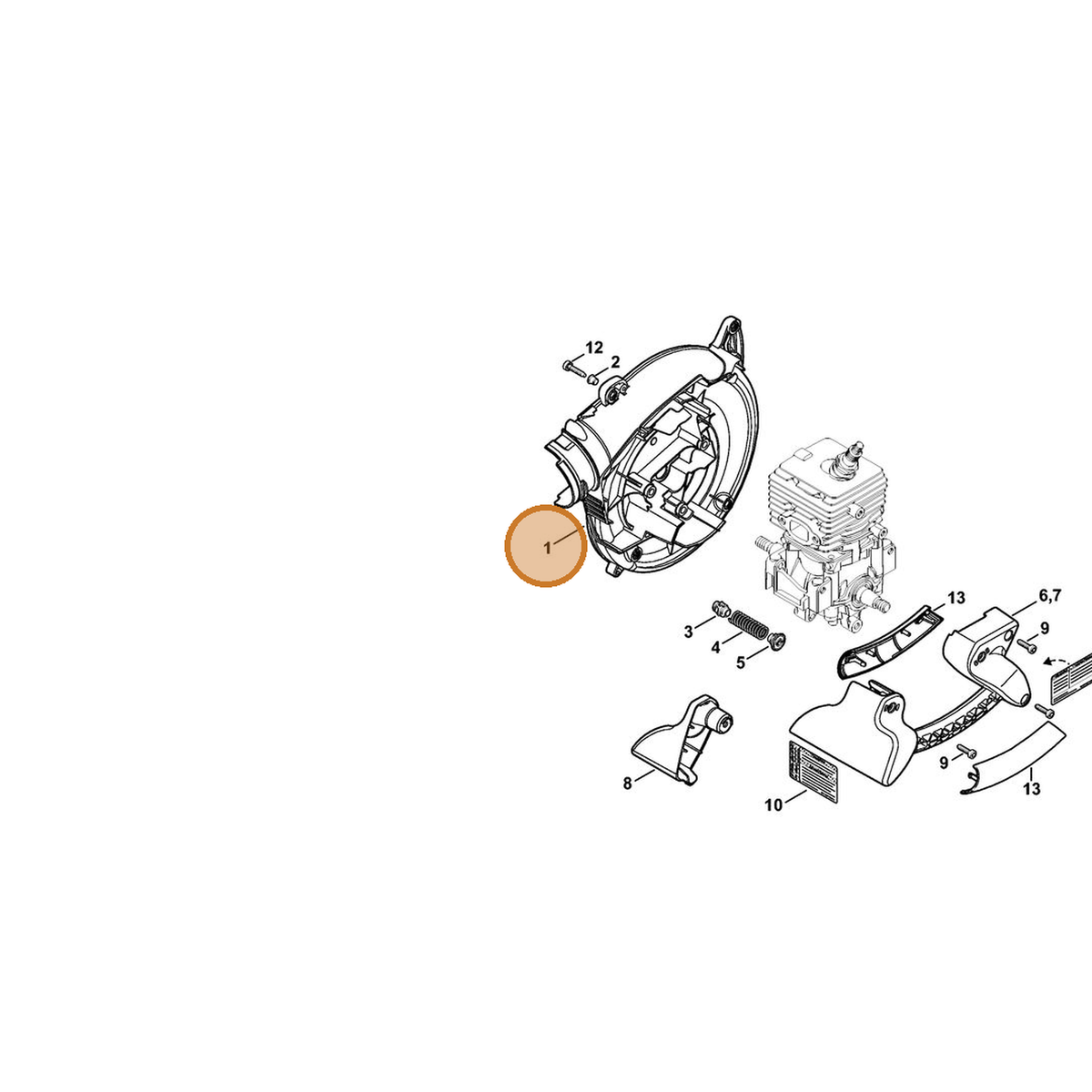 STIHL part 4241-700-4100 — IPL diagram snippet (6x zoom, amber highlight)