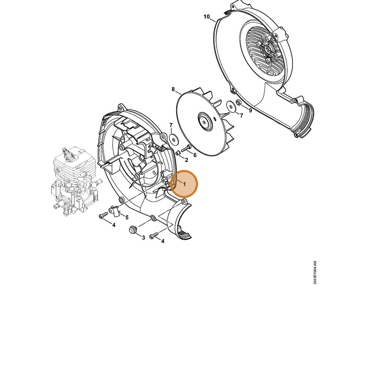 STIHL part 4241-700-4112 — IPL diagram snippet (6x zoom, amber highlight)