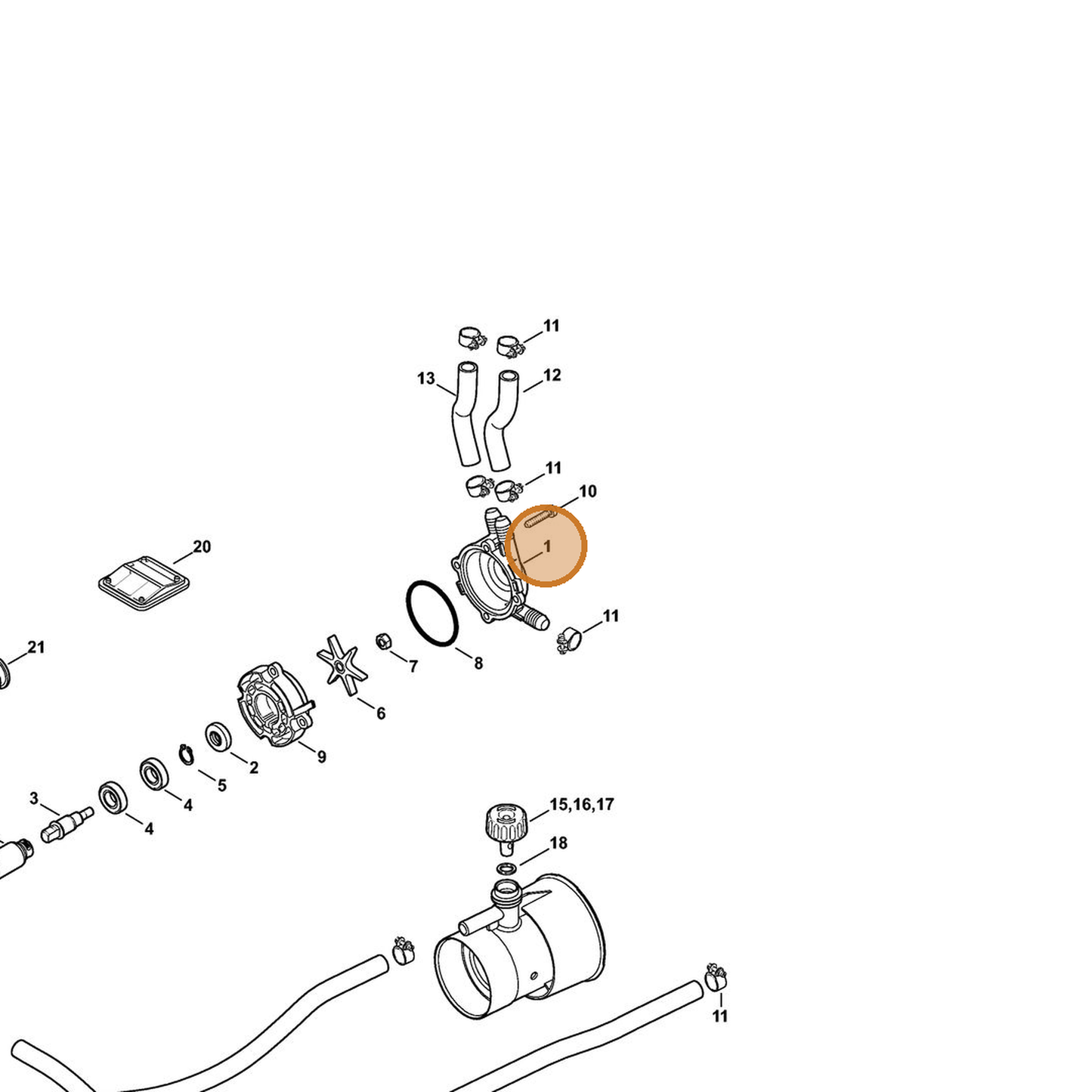 STIHL part 4241-701-0500 — IPL diagram snippet (6x zoom, amber highlight)