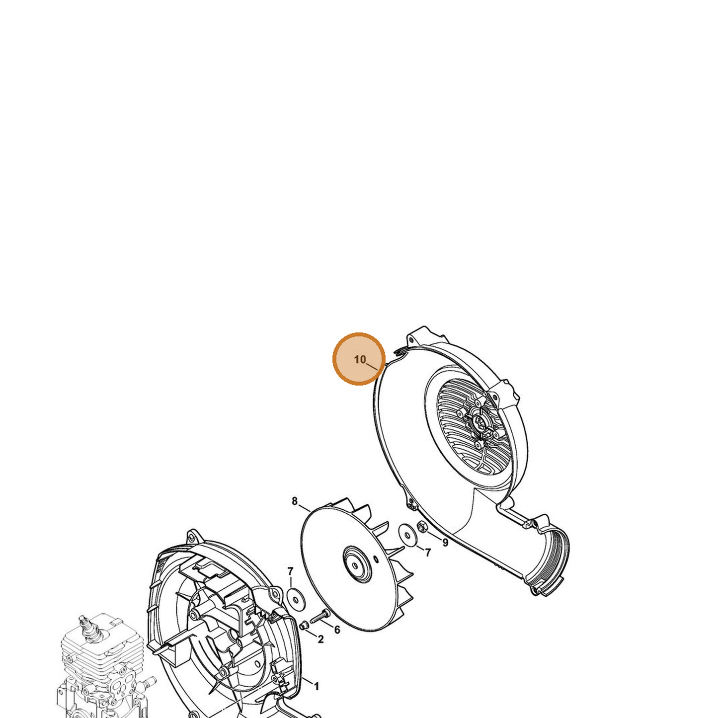 STIHL part 4241-701-0704 — IPL diagram snippet (6x zoom, amber highlight)