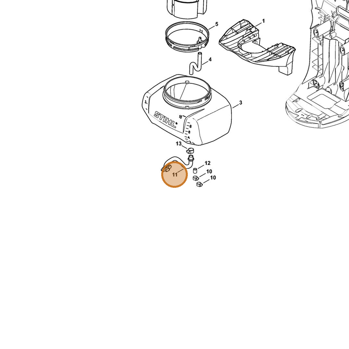 STIHL part 4241-701-6000 — IPL diagram snippet (6x zoom, amber highlight)