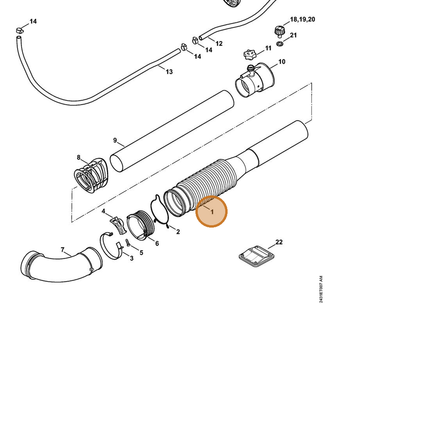 STIHL part 4241-701-6101 — IPL diagram snippet (6x zoom, amber highlight)