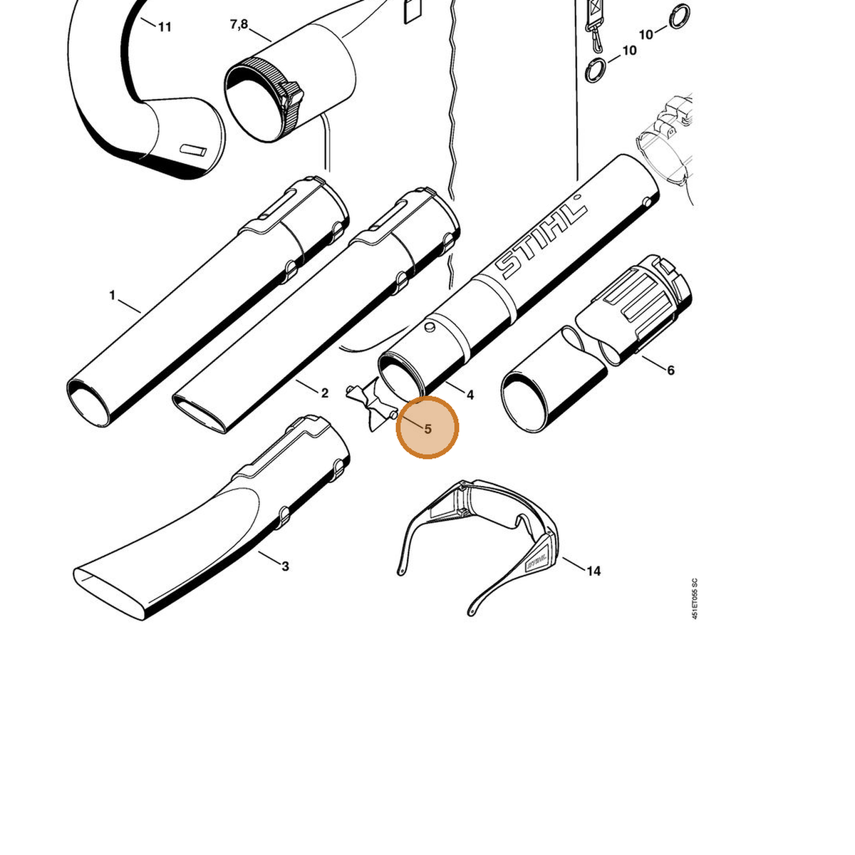 STIHL part 4241-703-5600 — IPL diagram snippet (6x zoom, amber highlight)