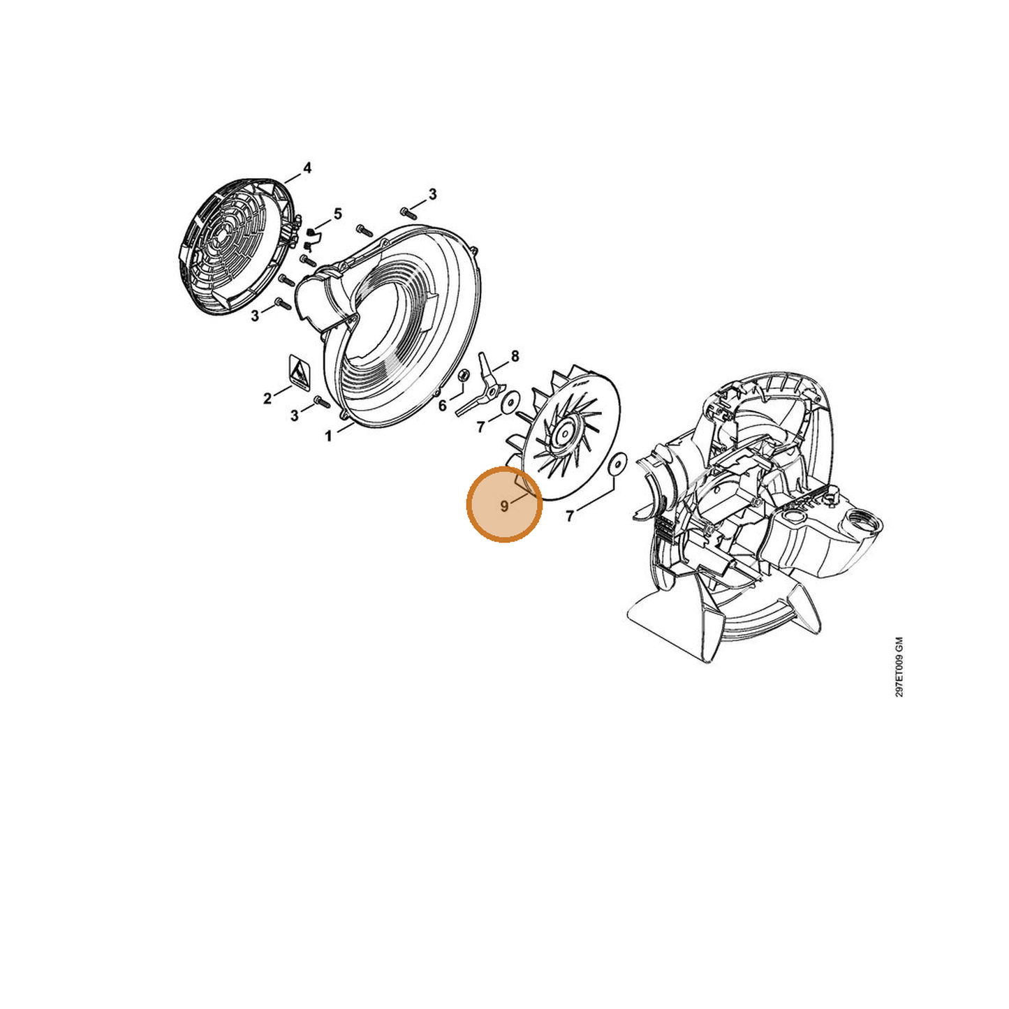 STIHL part 4241-704-3405 — IPL diagram snippet (6x zoom, amber highlight)