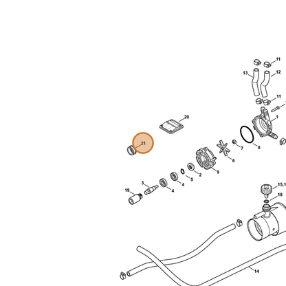 STIHL part 4241-708-2100 — IPL diagram snippet (6x zoom, amber highlight)