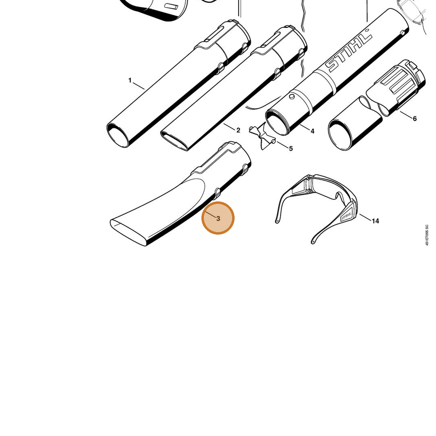 STIHL part 4241-708-6302 — IPL diagram snippet (6x zoom, amber highlight)