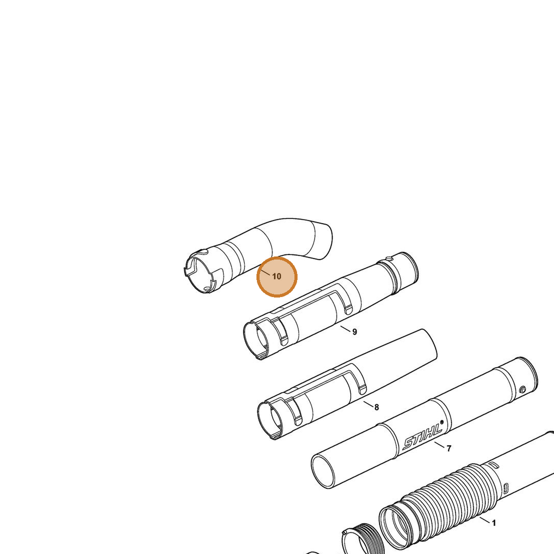 STIHL part 4241-708-6340 — IPL diagram snippet (6x zoom, amber highlight)