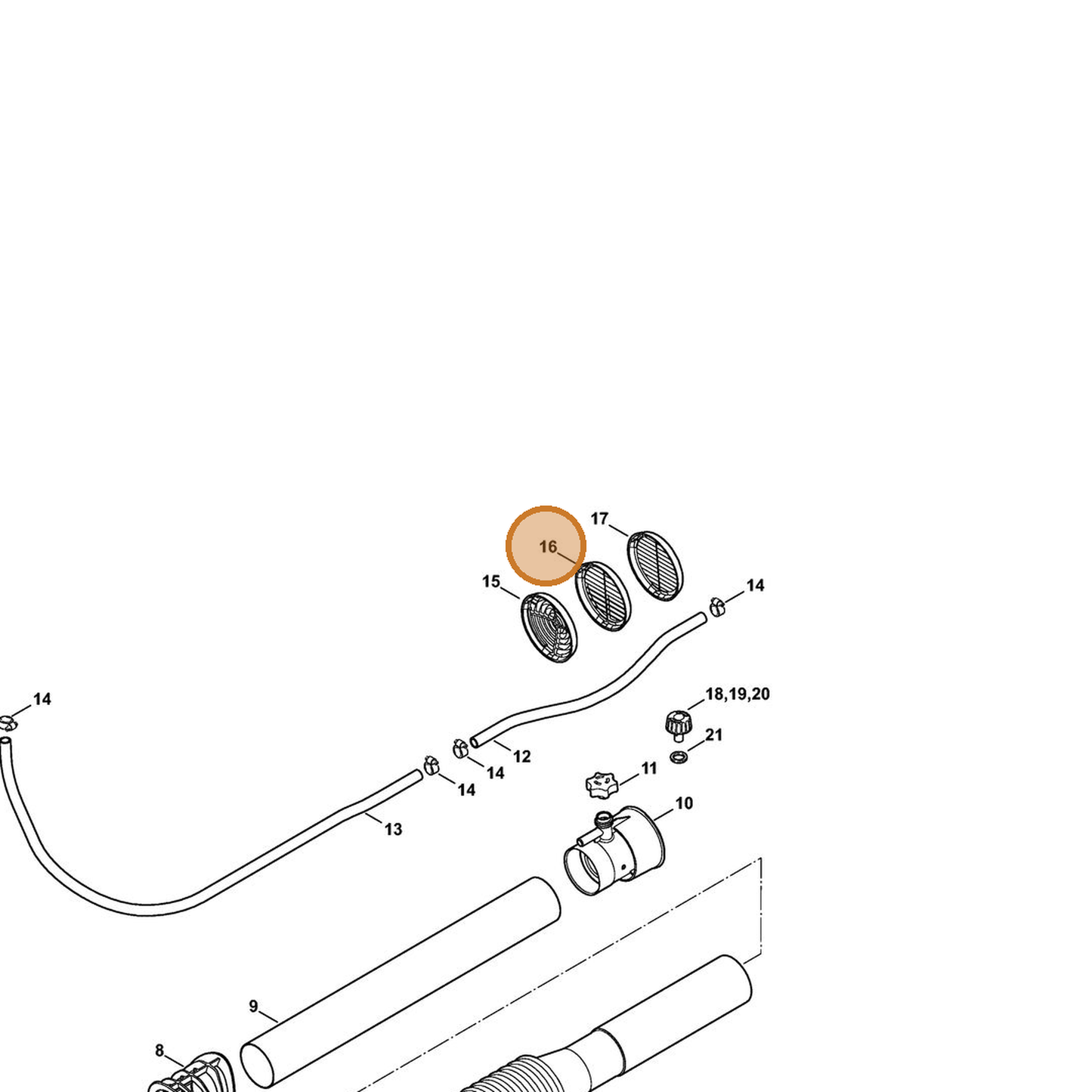 STIHL part 4241-708-6600 — IPL diagram snippet (6x zoom, amber highlight)