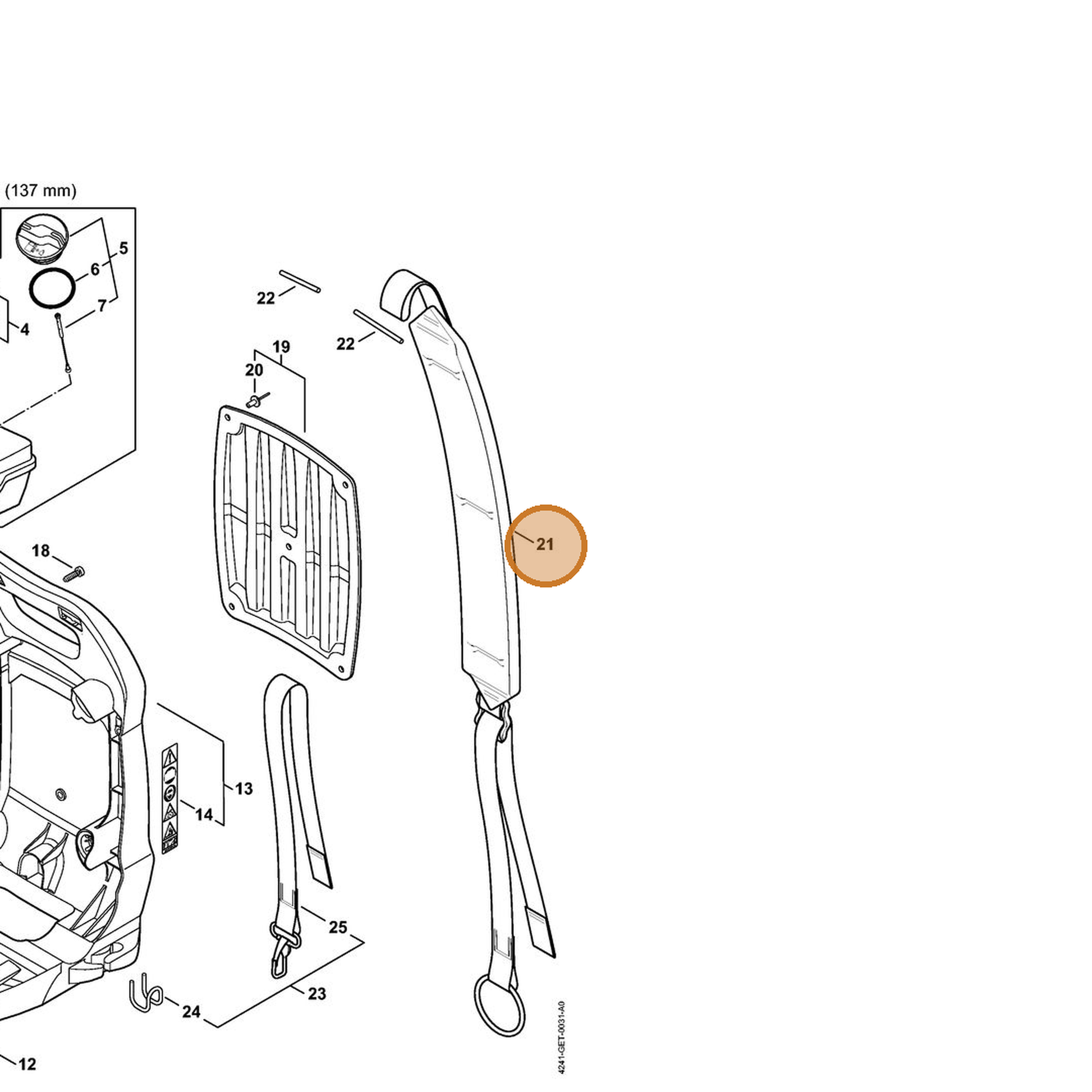 STIHL part 4241-710-9000 — IPL diagram snippet (6x zoom, amber highlight)