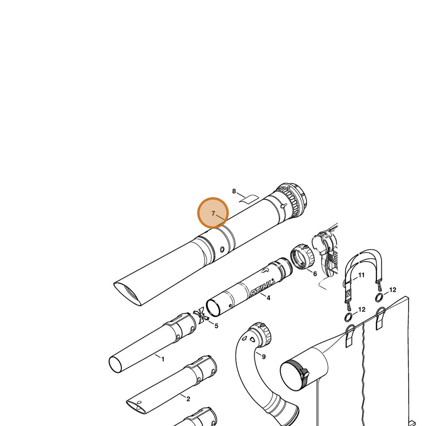 STIHL part 4241-760-3501 — IPL diagram snippet (6x zoom, amber highlight)
