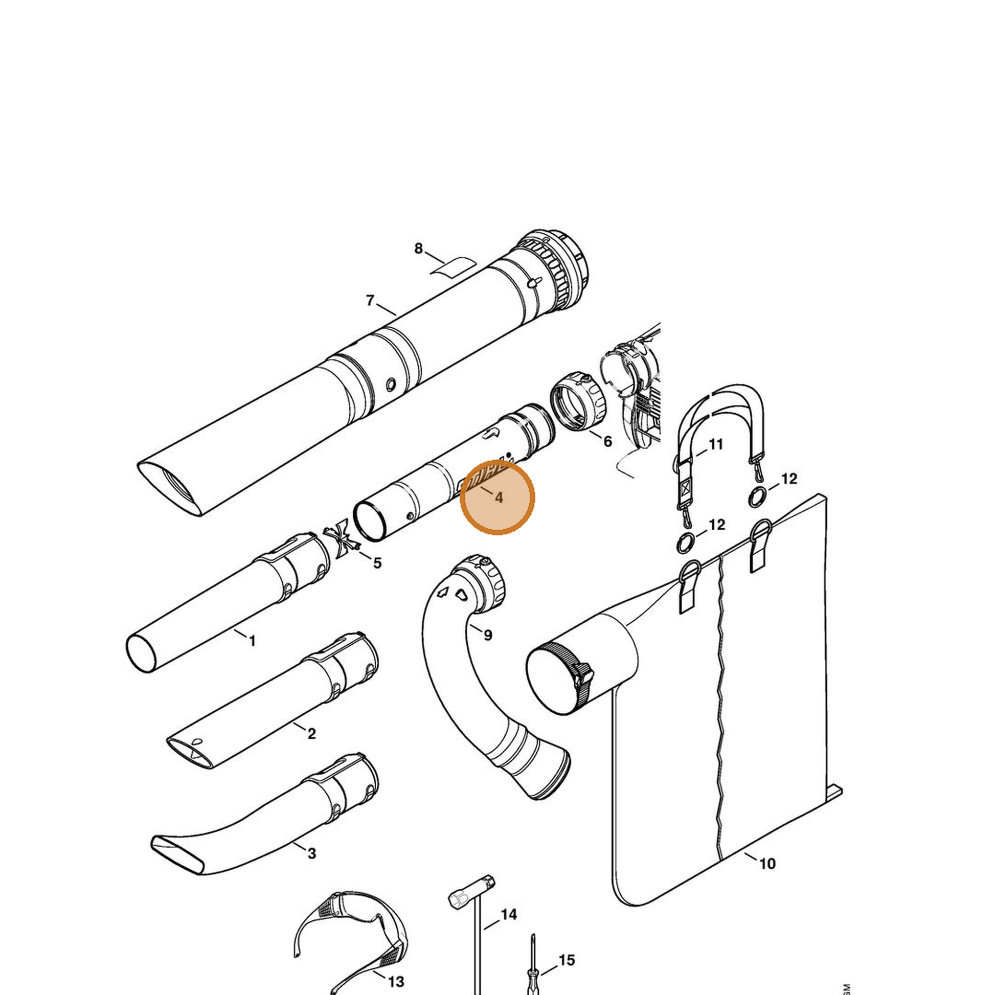 STIHL part 4241-760-8200 — IPL diagram snippet (6x zoom, amber highlight)