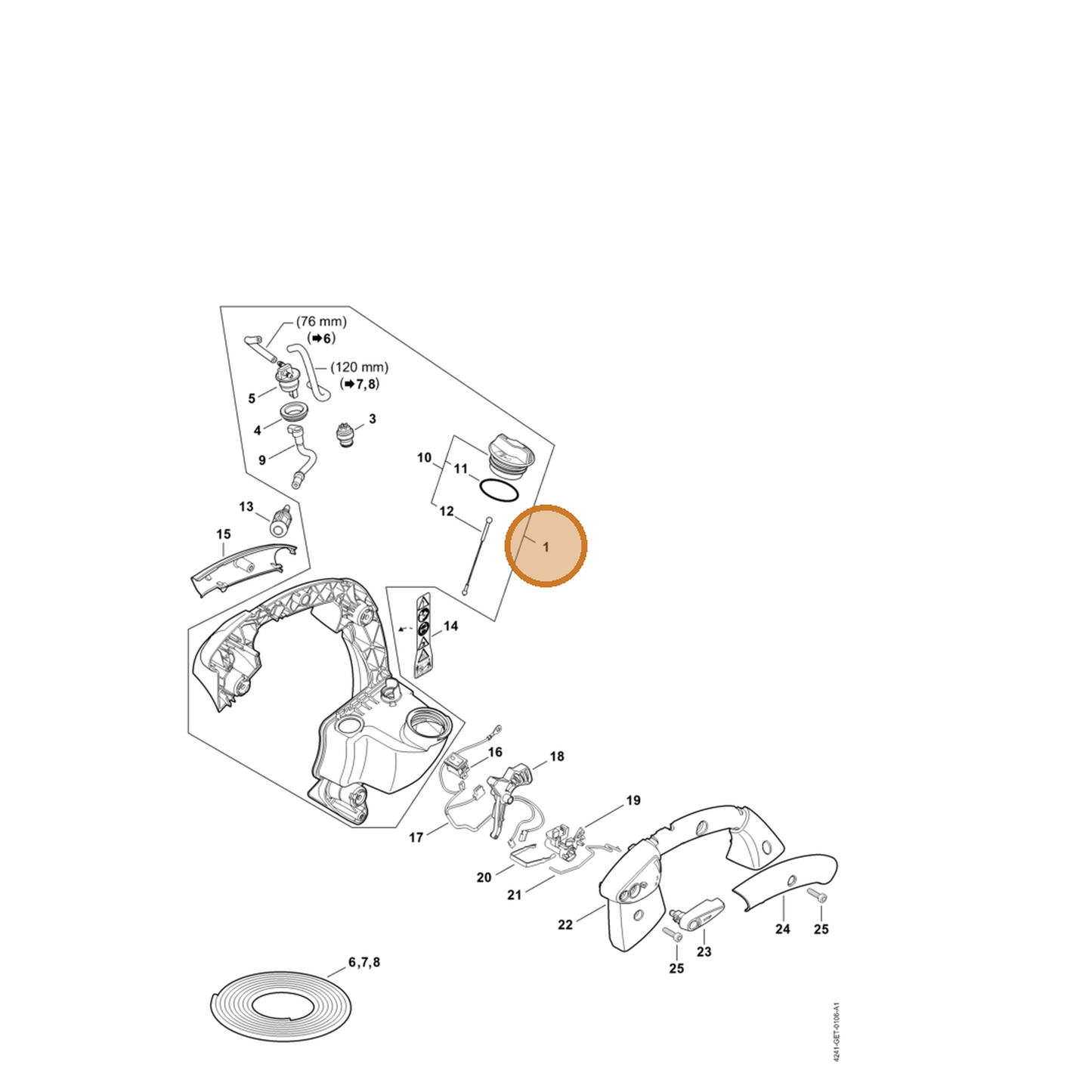 STIHL part 4241-790-5605 — IPL diagram snippet (6x zoom, amber highlight)