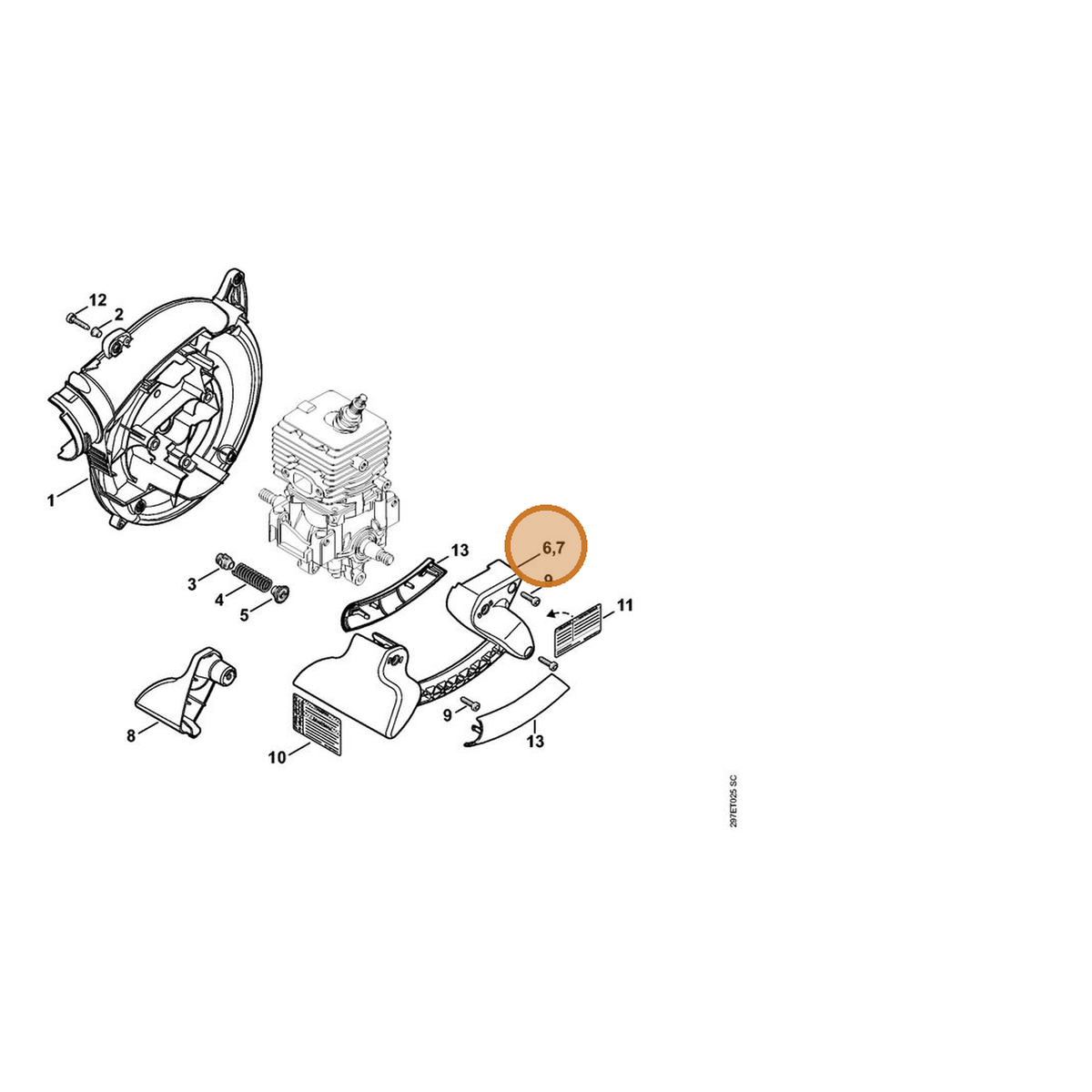 STIHL part 4241-791-0201 — IPL diagram snippet (6x zoom, amber highlight)