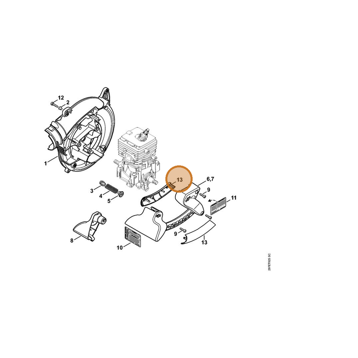 STIHL part 4241-791-0802 — IPL diagram snippet (6x zoom, amber highlight)