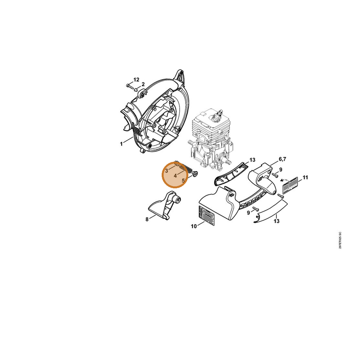 STIHL part 4241-791-3100 — IPL diagram snippet (6x zoom, amber highlight)