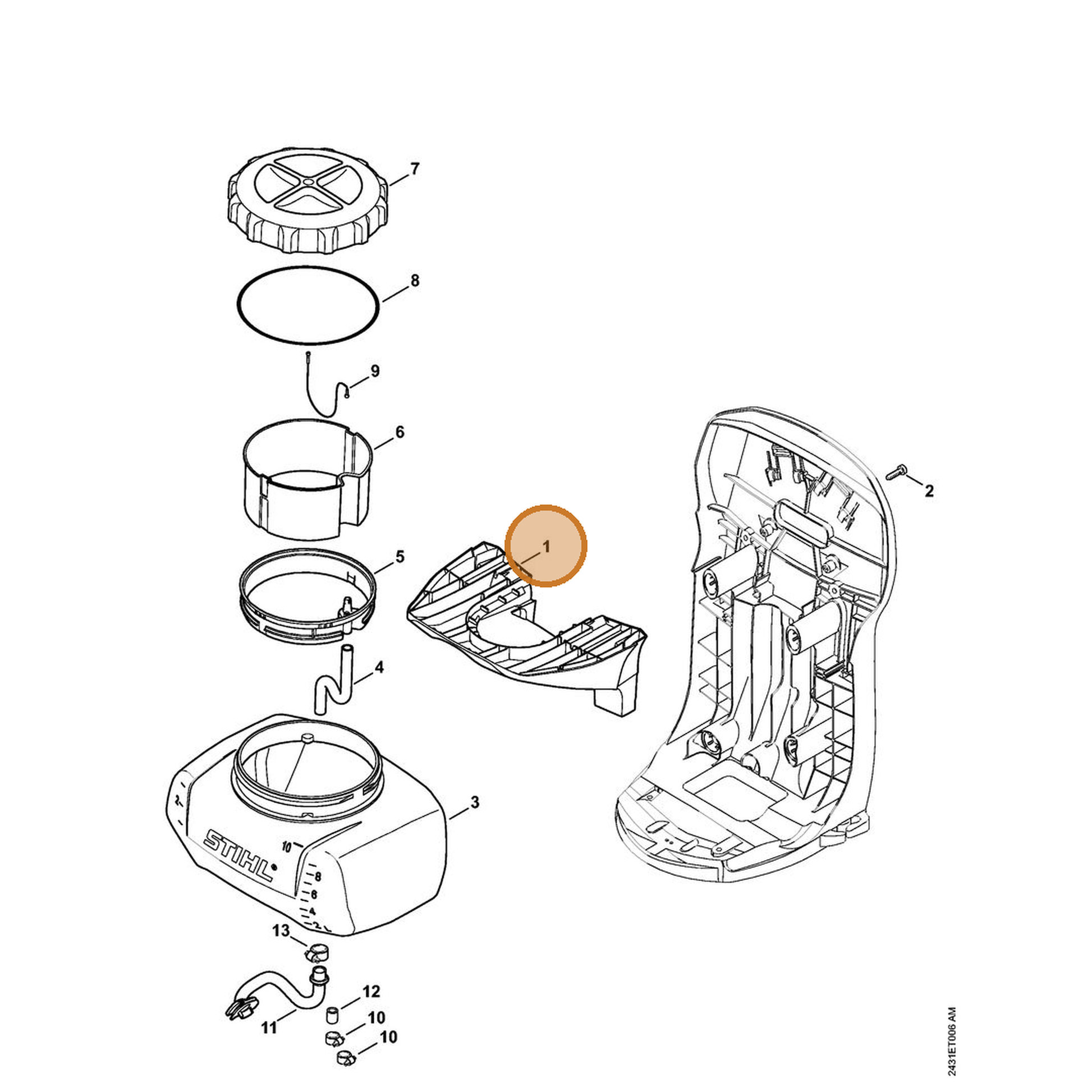 STIHL part 4241-791-3400 — IPL diagram snippet (6x zoom, amber highlight)