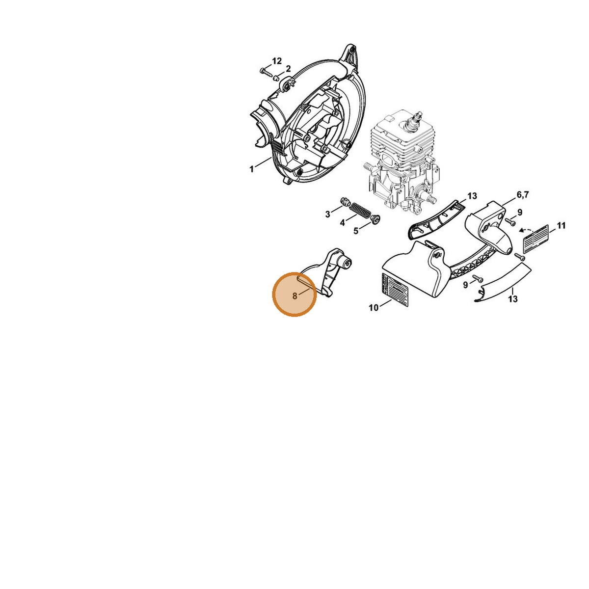 STIHL part 4241-791-7500 — IPL diagram snippet (6x zoom, amber highlight)