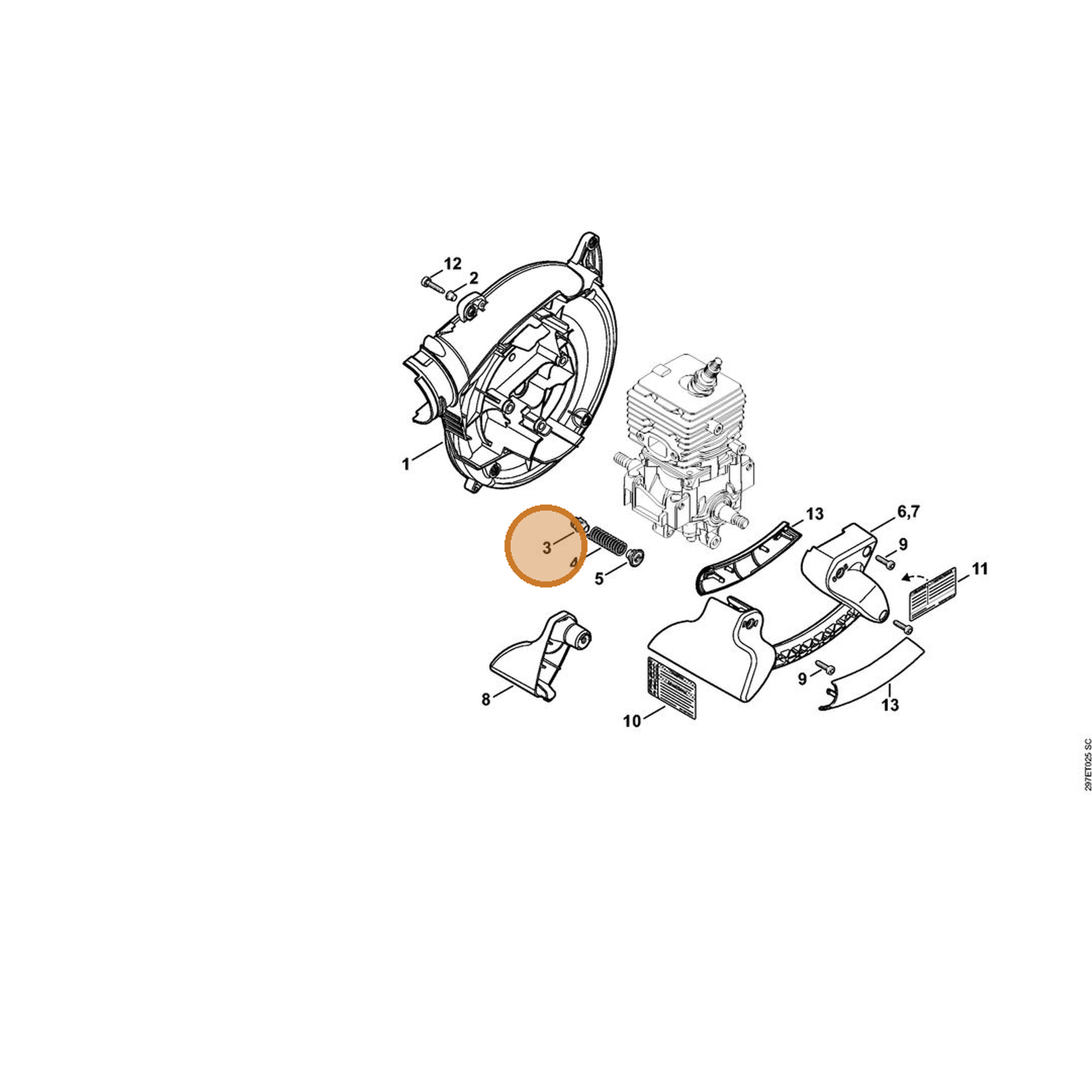 STIHL part 4241-792-2901 — IPL diagram snippet (6x zoom, amber highlight)