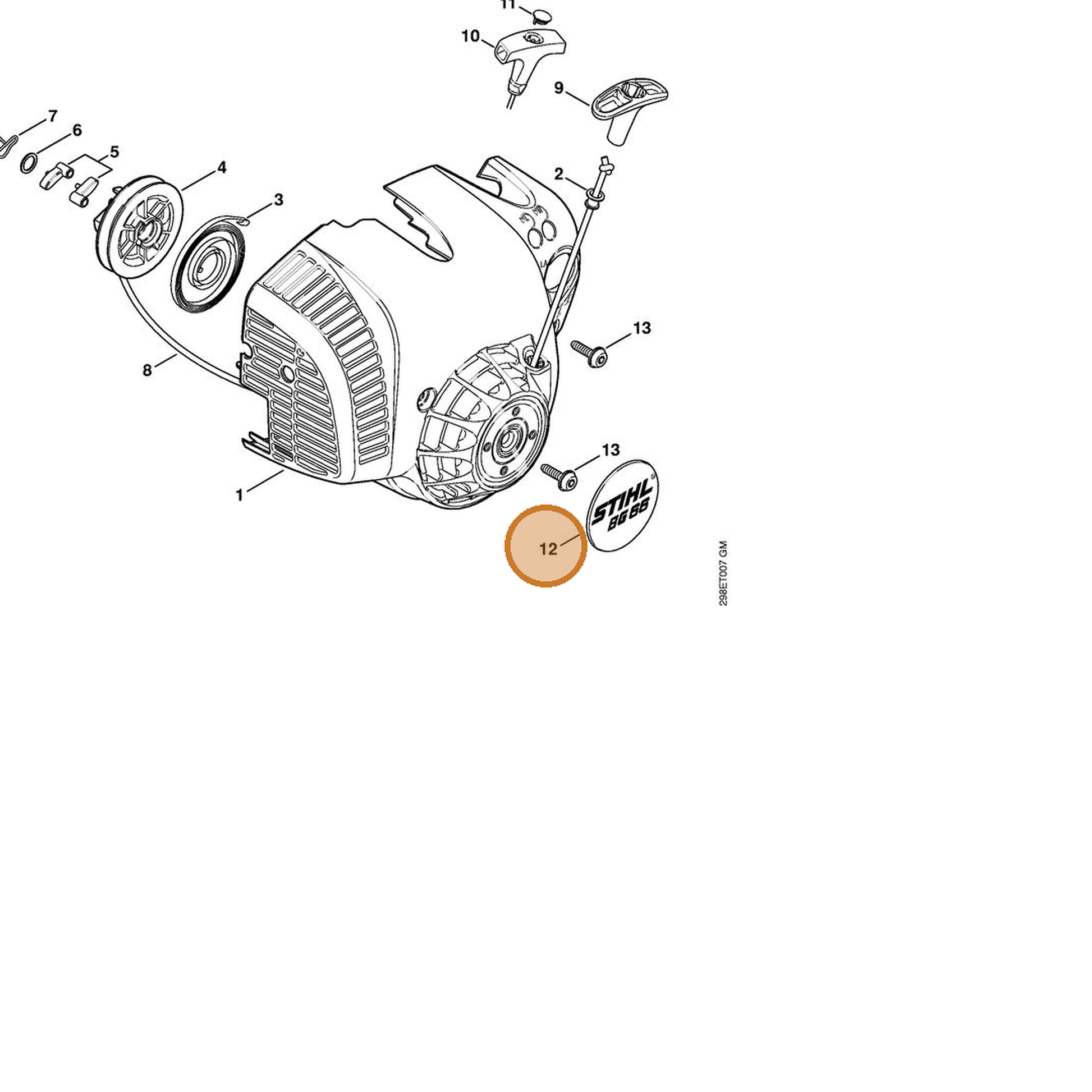STIHL part 4241-967-1502 — IPL diagram snippet (6x zoom, amber highlight)