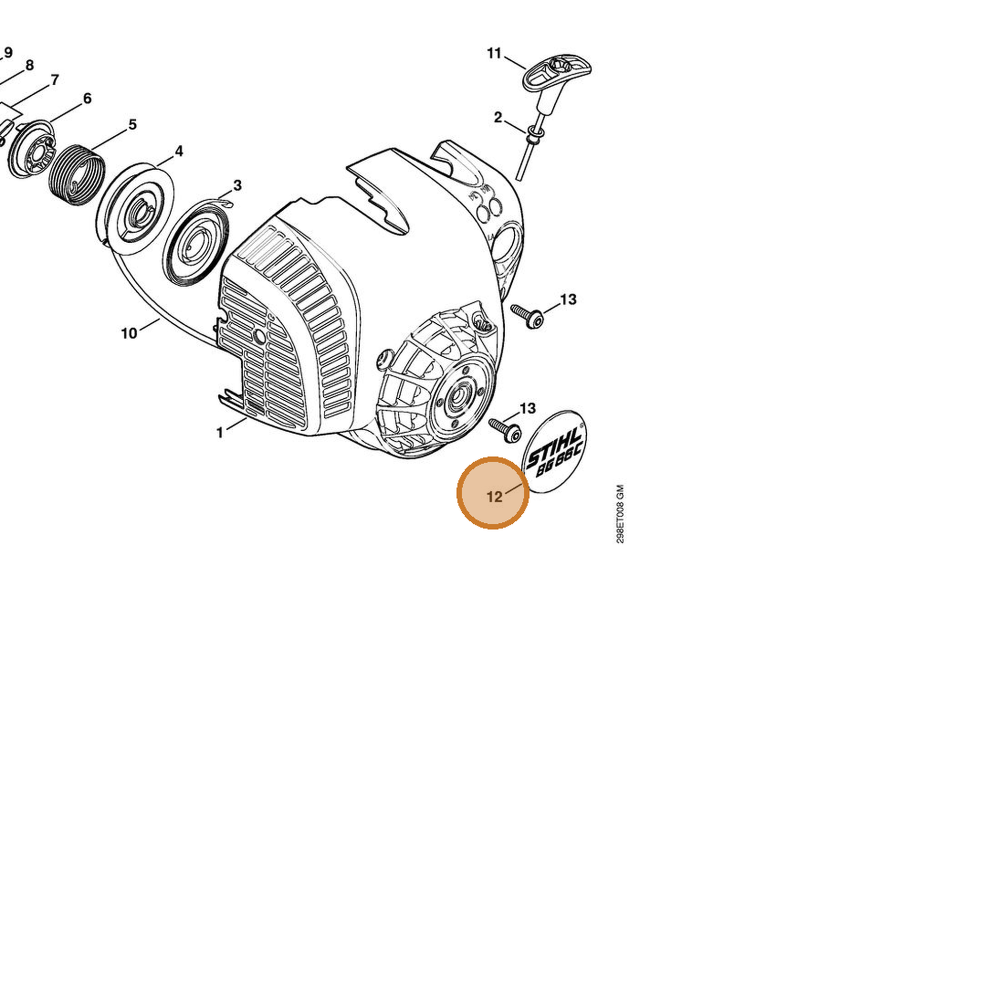 STIHL part 4241-967-1503 — IPL diagram snippet (6x zoom, amber highlight)