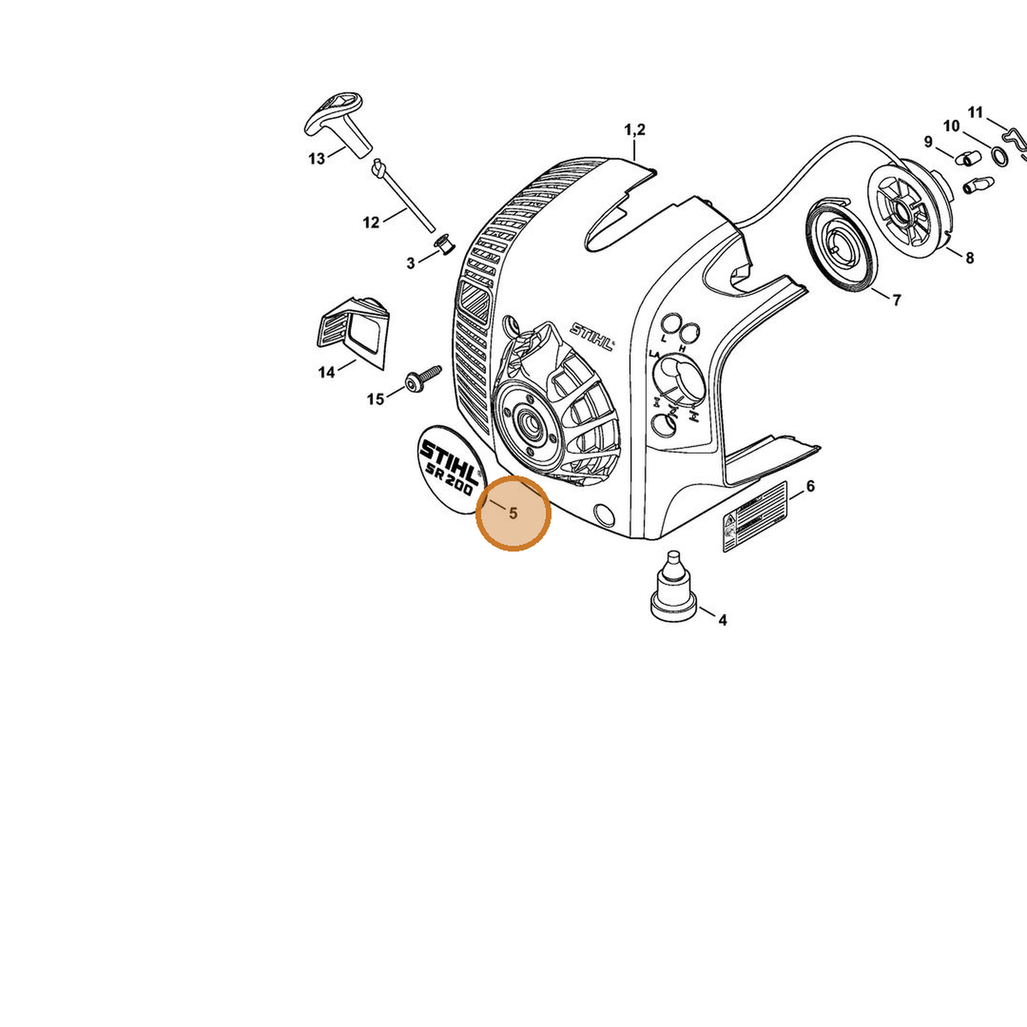 STIHL part 4241-967-1507 — IPL diagram snippet (6x zoom, amber highlight)