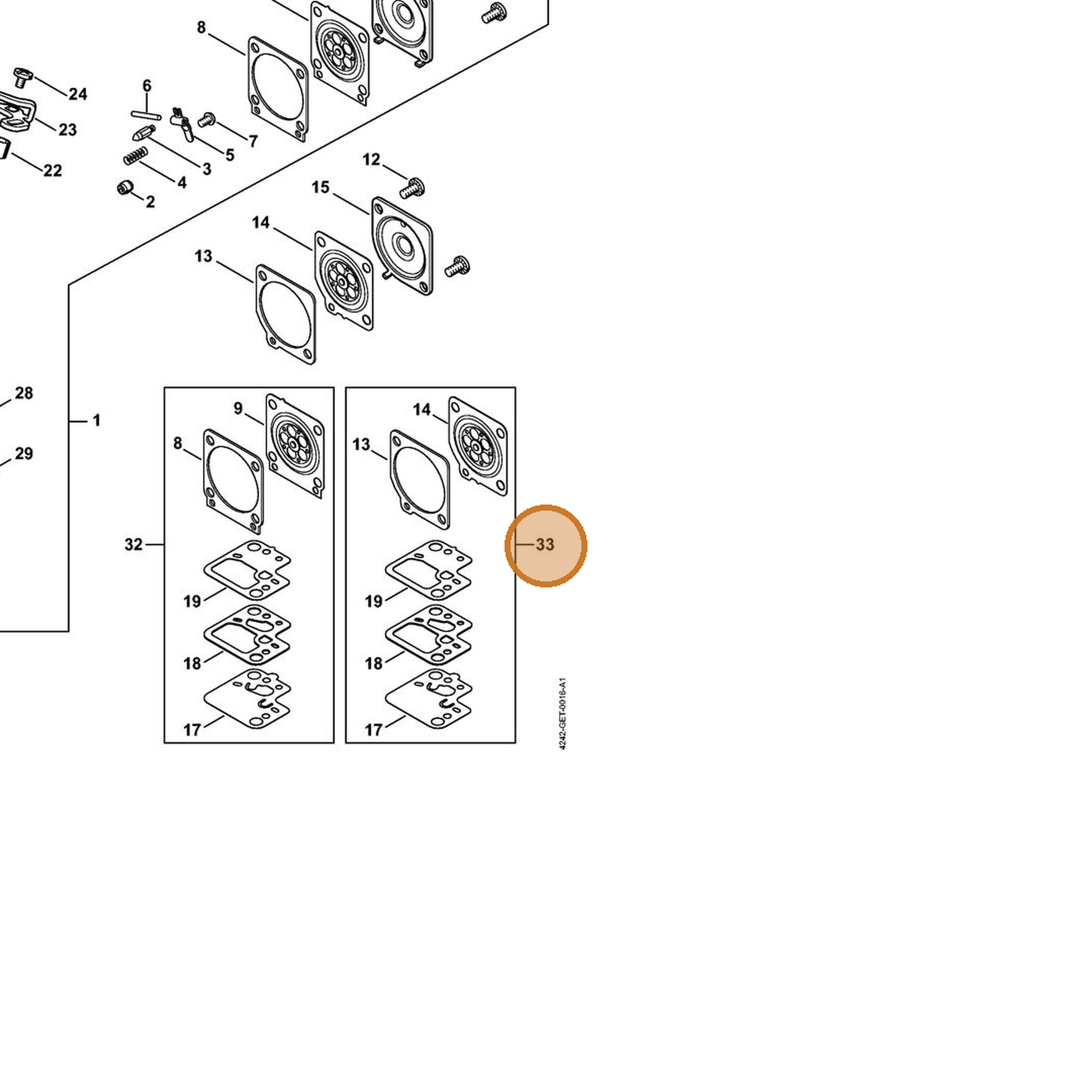 STIHL part 4242-007-1700 — IPL diagram snippet (6x zoom, amber highlight)
