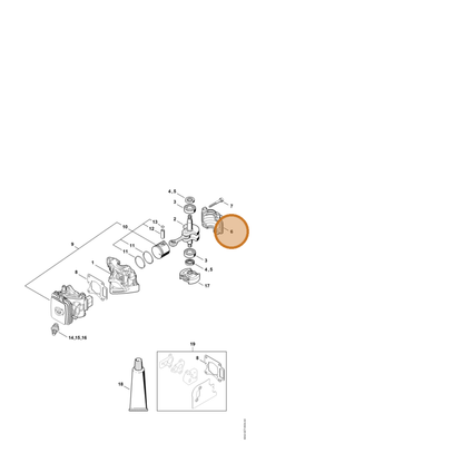 STIHL part 4242-021-2500 — IPL diagram snippet (6x zoom, amber highlight)