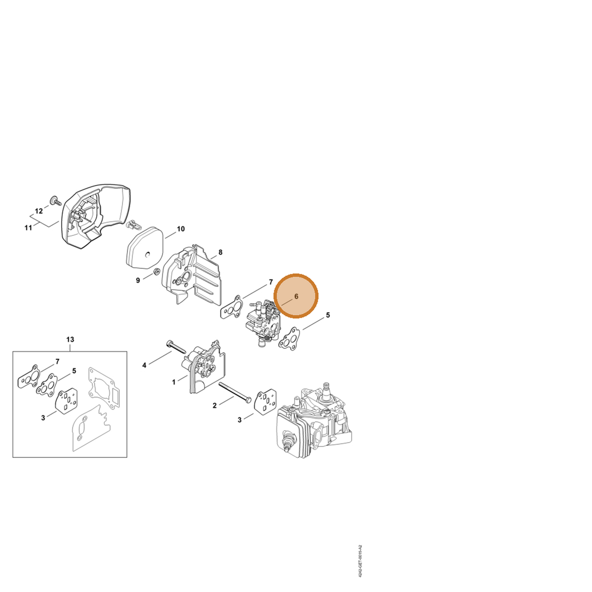 STIHL part 4242-120-0601 — IPL diagram snippet (6x zoom, amber highlight)